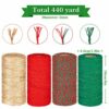 Whaline 1312 Feet Christmas Twine Red Green Cotton String with Jute Twine Christmas Wrapping Rope Cord for Xmas DIY Art Crafts Gifts Presents Bak