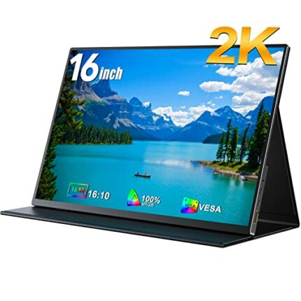 EVICIV Portable Monitor, 16 Inch 2K Gaming Monitor, 2560 * 1600 Resolution, 500 Nits, Supports HDR Mode, Second Monitor with Standard HDMI/Type-C