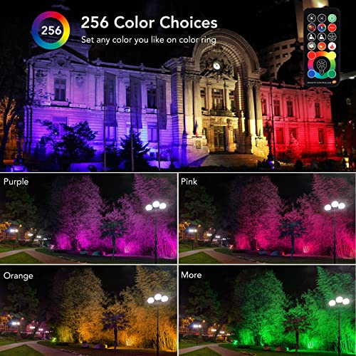 LED Flood Lights Outdoor 40W - RGB Flood Lights 400W Equivalent, 4400 LM Flood Lights 3000K Warm White- 256 Colors-Timer-Remote- 5 Modes,IP66 Wat