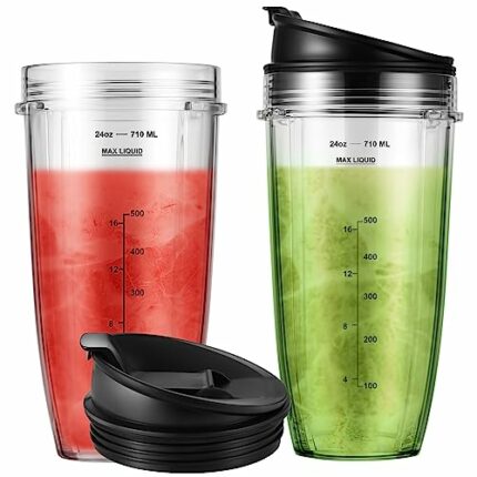 2-Pack 24oz Cup with Sip & Seal Lid Blender Replacement Parts Compatible with Nutri Ninja Auto IQ Series Blenders BL450 BL454 BL456 BL480 BL481 B