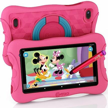contixo Kids Learning Tablet 7-inch IPS HD Display, WiFi, Android 10, 2GB RAM 32GB ROM, Protective Case with Adjustable Bracket (Kickstand) and S