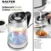 Salter EK5078IR Glass Electric Kettle with Iridescent Finish, 1.7 L Capacity, Limescale Filter, Easy-Fill Lid, for Left & Right Handed Users, Col