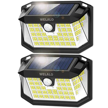 WELALO Solar Security Lights, 188 LED Solar Motion Sensor Lights, IP65 Waterproof Solar Lights Outdoor Garden, 3 Modes PIR Solar Powered Wall Lig