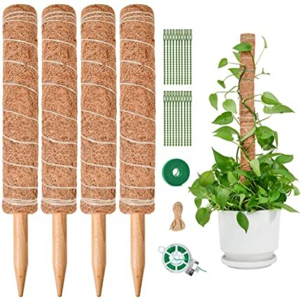 SPROUTMAVEN 48.8 inch Tall Moss Pole for Plants, 4 x 15.7 Inch Monstera Moss Pole kit for Indoor Outdoor Climbing Plants Lianas to Grow Upwards