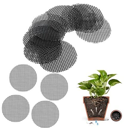 50 Pcs Flower Pot Mesh Pads Gardening Flower Pot Mat Round Impermeable Pad Hole Gasket Bonsai Mat Breathable Plant Potting Bonsai Bottom Grid Mat