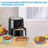 3Pcs Air Fryer Accessories, Air Fryer Liners, 7.8inch Reusable Silicone Air Fryer Liner with Stainless Steel Grilling Rack Double Basket Air Frye