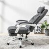 MU Swivel Office Chair with Adjustable Height Headrest Executive Chairs Home Office Furniture Swivel Office Chair Faux Leather Computer Desk Chai