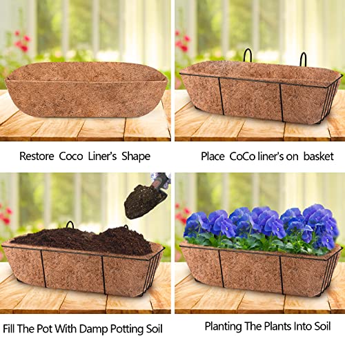FORMIZON Wall-mounted Coco Liner Trough, 2 Pcs 36 Inch Hanging Basket Coco Liner, Outdoor Planter Liners, Natural Plant Fibres Liner, Coconut Fib