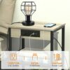 Printer Stand Industrial 3 Tier Printer Table with Storage and Charging Station Printer Stand Holder with Wood Shelves Printer Shelf with USB Por