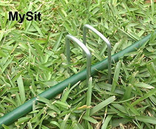 MySit 50x 6-Inch Galvanized Ground Garden Staples Stakes Pins, Lawn Landscape Staples Weed Fabric Staple, Heavy-Duty 11 Gauge Anti-Rust Steel Sod