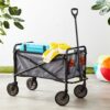 Amazon Basics Garden Tool Collection Collapsible Folding Outdoor Garden's Utility Wagon with Cover Bag, Grey
