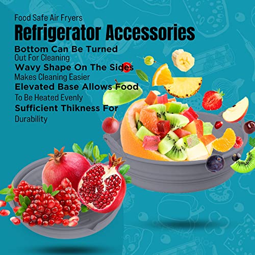 Silicon Air Fryer Liner 2Pack Reusable Ninja Food Safe Liner Baking Tray Basket Heat Resistant Air Fryer Pot Microwave Oven Accessories (Round 7.