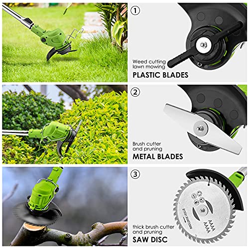 FSCLJ Cordless grass trimmer brush cutter, cordless lawn trimmer, Lawn Mower Garden Tools for Weed-Wacking,with 21V Lithium-ion Battery.