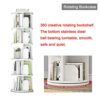 foriy 5 Tier Rotating Bookshelf High-Density Bookcase Modern 360° Tall Book Shelf Storage Display Rack Floor Standing Shelves with Baffle for Hom