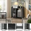 Unikito File Cabinet with Paper Shredder Stand On Wheel, Modern Vertical Filing Cabinet with Socket and USB Charging Port, Large Printer Stand wi
