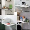 GTYT Kitchen Breakfast Bar Table, White | Computer Workstations for Home Office Work | Wall Mounted Folding Wall Table | Fold-down Desk for Bedro