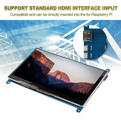 Bewinner 7 Inch HDMI LCD HD Touch Screen, 1024x600 Capacitive Monitor for Raspberry Pi, 5 Touch Points Professional Monitor for Raspberry Pi 3/2/