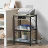 Printer Stand Industrial 3 Tier Printer Table with Storage and Charging Station Printer Stand Holder with Wood Shelves Printer Shelf with USB Por