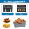 3PCS Foldable Silicone Liners for Ninja Dual Air Fryer AF400UK AF451UK & Tower T17088, AZONEZ 8.5 inch Non-Stick Food Grade Silicone Air Fryer Po