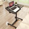 LUKEO Portable Laptop Table for Bed Height and Angle Adjustable Computer Desk Office Desk with Universal Brake Wheel (Color : Argento)