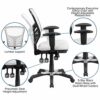 Flash Furniture Office Chair, Metal, White, 68.58 x 64.77 x 112.4 cm