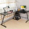 Corner Desk Office Desk, L-Shaped Work Desk Large Computer Desk PC Laptop Study Gaming Table Workstation for Home Office,B