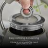 Tower T10074GRY Ash Rapid Boil Pyramid Kettle with Easy Open Lid, Removable Filter, 1.7L, 3KW, Grey and Chrome