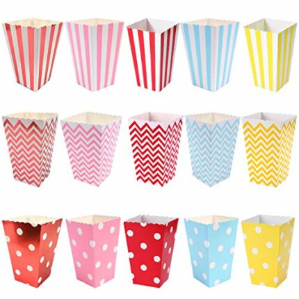 45 pcs Popcorn Boxes, Popcorn Favor Containers, Candy Cardboard Container, Vintage Retro Style Popcorn Bags for Birthday Theater Themed Parties M