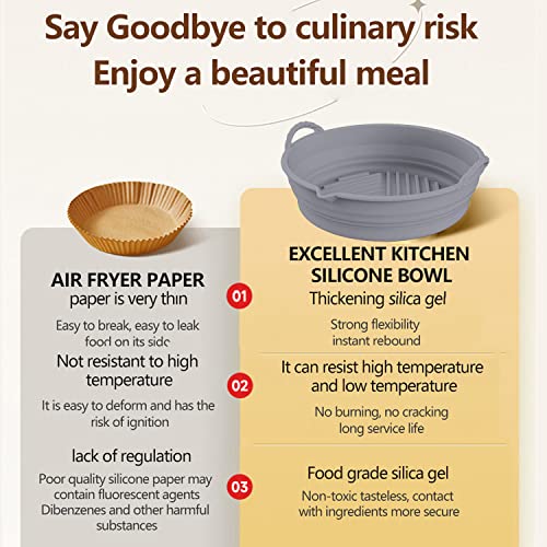 Silicon Air Fryer Liner 2Pack Reusable Ninja Food Safe Liner Baking Tray Basket Heat Resistant Air Fryer Pot Microwave Oven Accessories (Round 7.