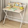 EYHLKM Foldable Laptop Table, 2-Layer Folding Desk for Small Space, Home Corner Desks Simple Computer Desk with Shelf Folding Laptop Table