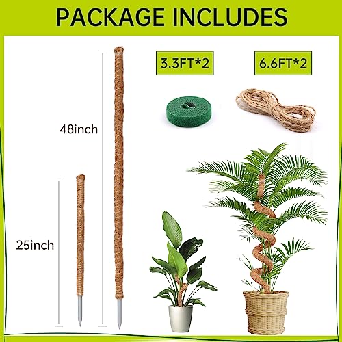 Bendable Moss Pole for Plants Monstera, Bendable Plant Stakes Moss Poles for Potted Indoor Climbing Plants, Handmade Coco Coir Pole Plant Support