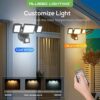 30W LED Security Lights with Motion Sensor, 2400LM Dimmable LED Floodlights Outdoor IP65 Waterproof, 3000K-6500K with Adjustable 3 Head, Remote C