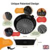 WAFE Reusable Silicone Air Fryer Liner - Easy to Clean Non-Stick Basket w/Bevelled Edges & Drain Channel - Kitchen Cooking Pot Accessories, Heat