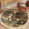 Liveinu Office Chair Mat for Hardwood & Tile Floor, Round Computer Gaming Rolling Chair Mat, Under Desk Low-Pile Rug, Large Anti-Slip Floor Prote