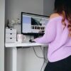 AnthroDesk Standing Desk Adjustable Electric Sit Stand Desk Frame, Home or Office Computer Workstation (White (Up/Down Controller))