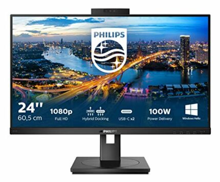 Philips Monitors 243B1JH - 24 inch FHD Monitor, 75Hz, 4ms, IPS, USB-C Docking, WebCam, Height Adjust, Speakers (1920 x 1080, 250 cd/m², HDMI / DP