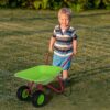 Topwell Kids Wheelbarrow Outdoor Toy Barrow Dual-Wheel Barrow For Child Metal Construction Garden Beach Wheel Barrow-Red/Green