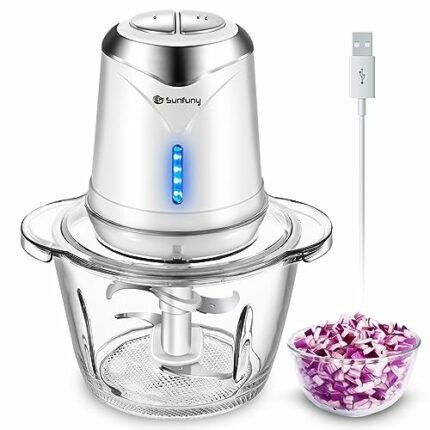 Mini Food Processor, Wireless Chopper Electric Baby Food Blender with 1.2L Glass Bowl, BPA-free Meat Grinder Processors, Garlic Salad Maker with