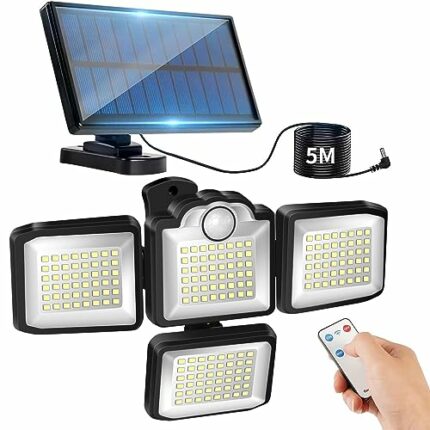 flintronic Solar Security Lights, 1200LM Solar Flood Lights with Outdoor Motion Sensor, IP65 Waterproof, 360° Adjustable 4 Heads, Solar Wall Ligh