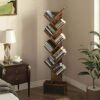 Rolanstar Tree Bookshelf Bookcase with Drawer, Floor Standing Tree Bookcase, Bookshelves Storage Rack for CDs/Movies/Books, Utility Organizer She