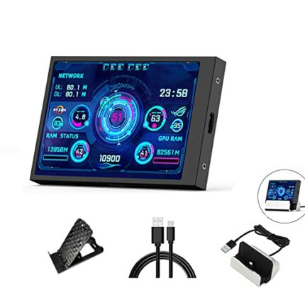 Sikai 3.5 inch Mini Screen PC Parts,IPS Screen/USB-c Port,PC Temperature Display AIDA64, Compatible with Windows System PC Sensor Panel Display C