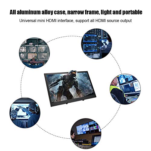 PUSOKEI 15.6in IPS Monitor, Portable Ultra-Thin 1080P Full HD Wide Viewing Screen,Double mini HDMI Input,Built-In 2x2W Speaker,Universal Display