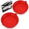 WAFE Reusable Silicone Air Fryer Liner - Easy to Clean Non-Stick Basket w/Bevelled Edges & Drain Channel - Kitchen Cooking Pot Accessories, Heat