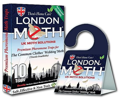 LONDON MOTH KILLER-10 Professional Pheromone Moth killers for the Common Clothes Moth, Sticky Moth Trap Repellent for Wardrobes Clothes & Carpet,