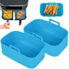 2Pcs Silicone Pot Double Air Fryer Liners Basket, Rack Accessories for Ninjas Dual Air Fryer, Oven, and Microwave