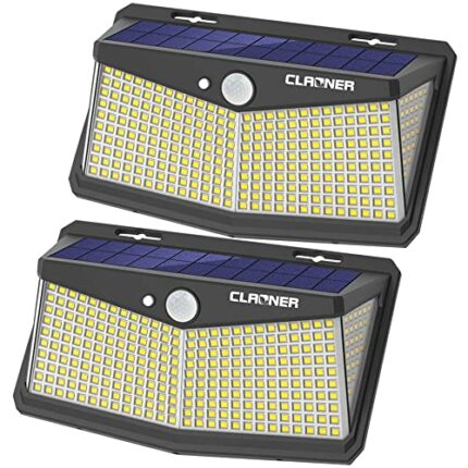 CLAONER Solar Lights Outdoor, Upgraded 310 LED Solar Security Lights Outdoor Motion Sensor Easy to Install, Wireless, Durable, Bigger IP65 Solar