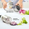 Yum Crispy Handheld Food Chopper, Manual Food Chopper Hand Chopper Dicer Salad Vegetable Chopper Onion Chopper and Slicer Stainless Steel Sharp C