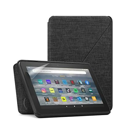 Fire 7 tablet (16 GB, Black, without Ads) + tablet fabric cover (Black) + NuPro transparent screen protector (2-pack)