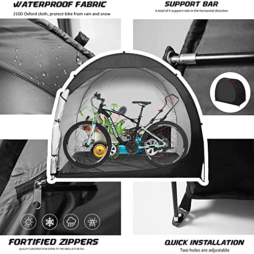 H&ZT Oversized Bike Storage Tent - 63" Depth Storage for Over 4 Bikes Waterproof Anti-uv Outdoor Bicycle Cover, Lawn Mower Garden Tools Shed, Bac