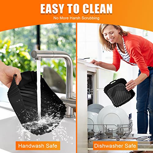 Air Fryer Liners – Durable Air Fryer Silicone Liners – Air Fryer Liners Square with Practical Handles – Dishwasher and Oven Friendly Silicone Air